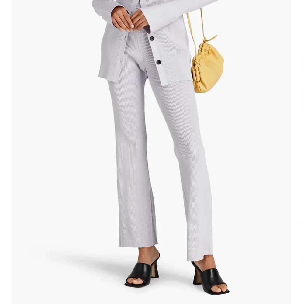 A.L.C. Logan Metallic Ribbed Knit Flared Pants Size Large NWT